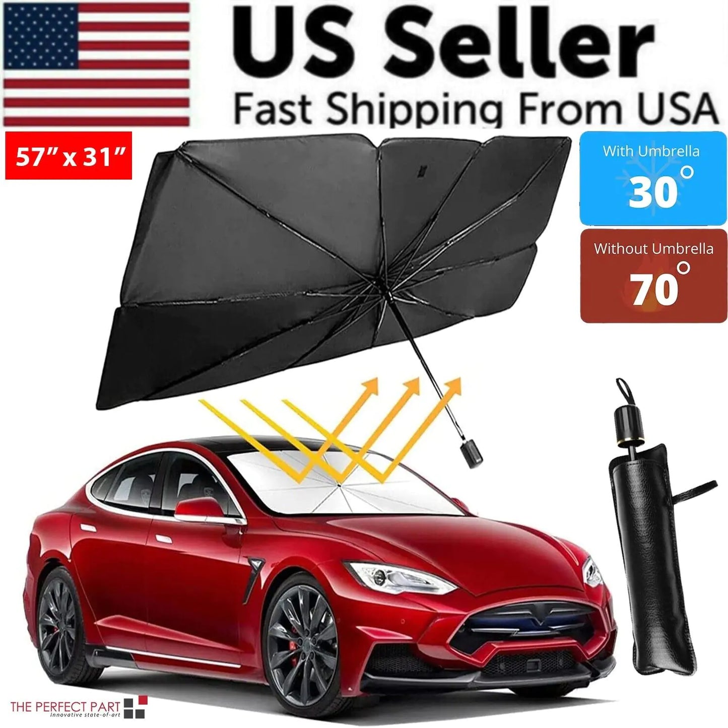 57" Car Windshield Sun Shade Front Window Cover Foldable