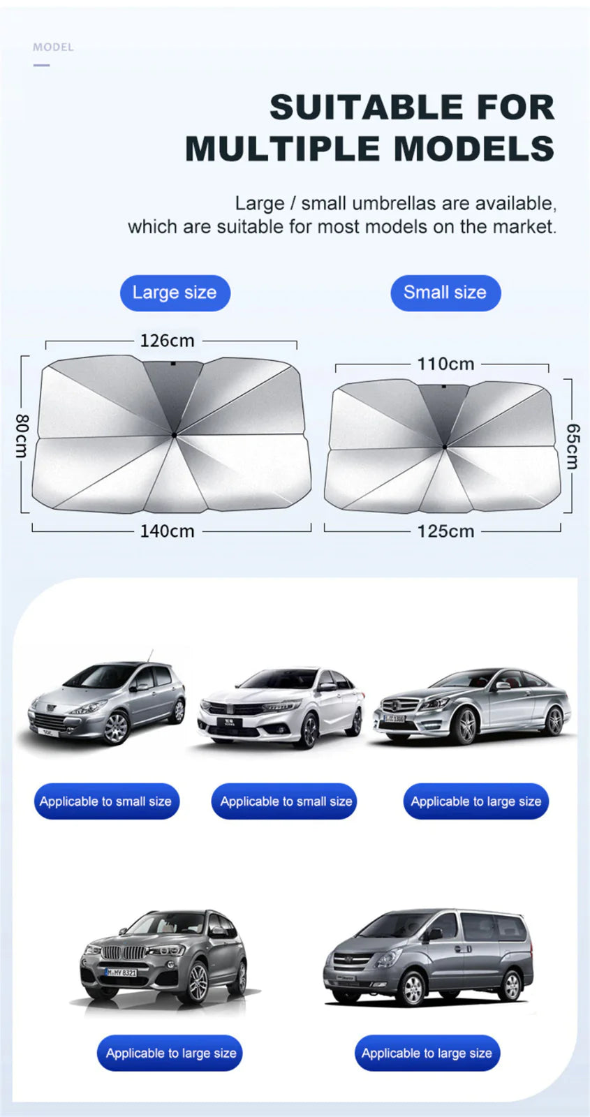 57" Car Windshield Sun Shade Front Window Cover Foldable
