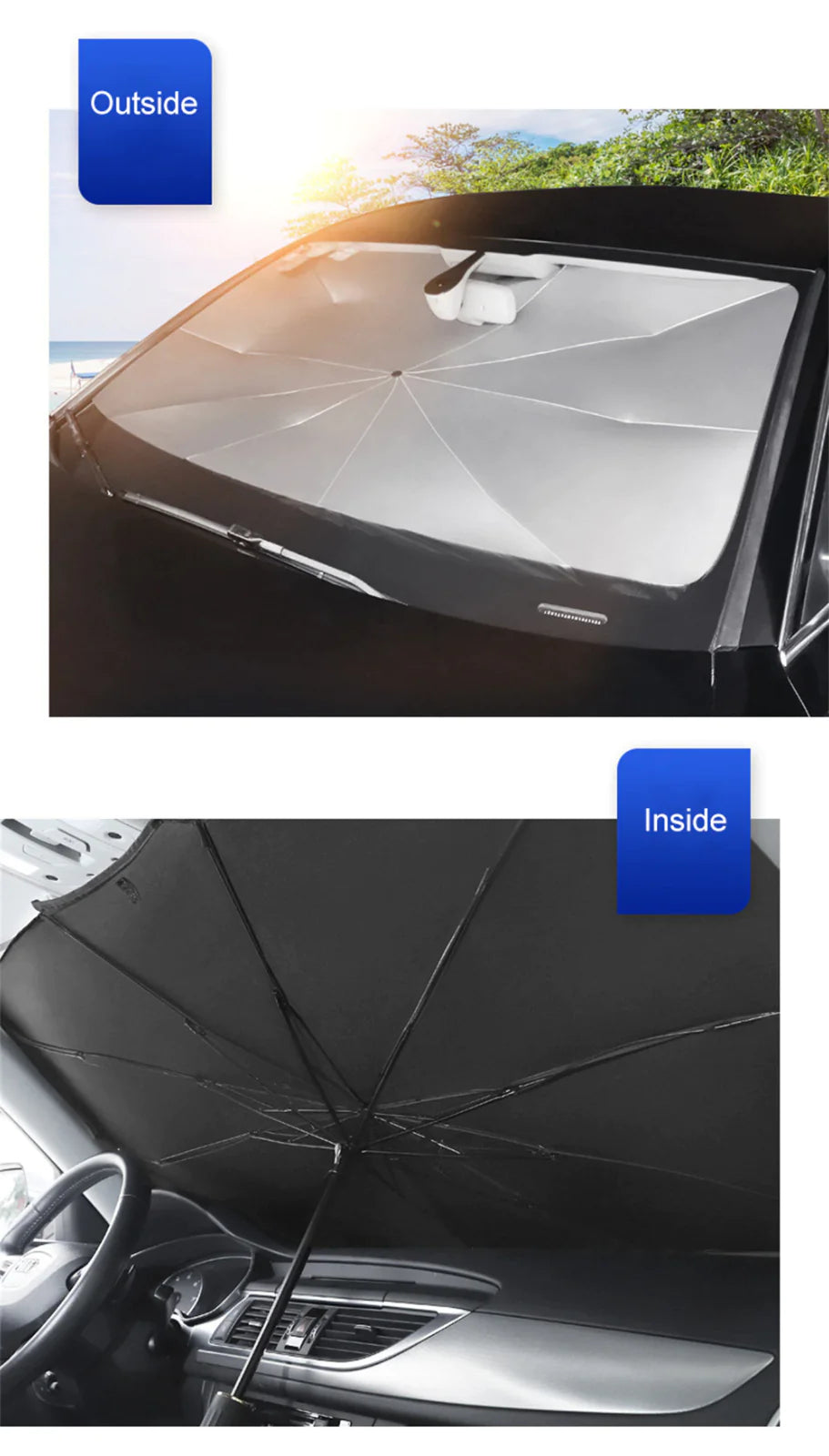 57" Car Windshield Sun Shade Front Window Cover Foldable